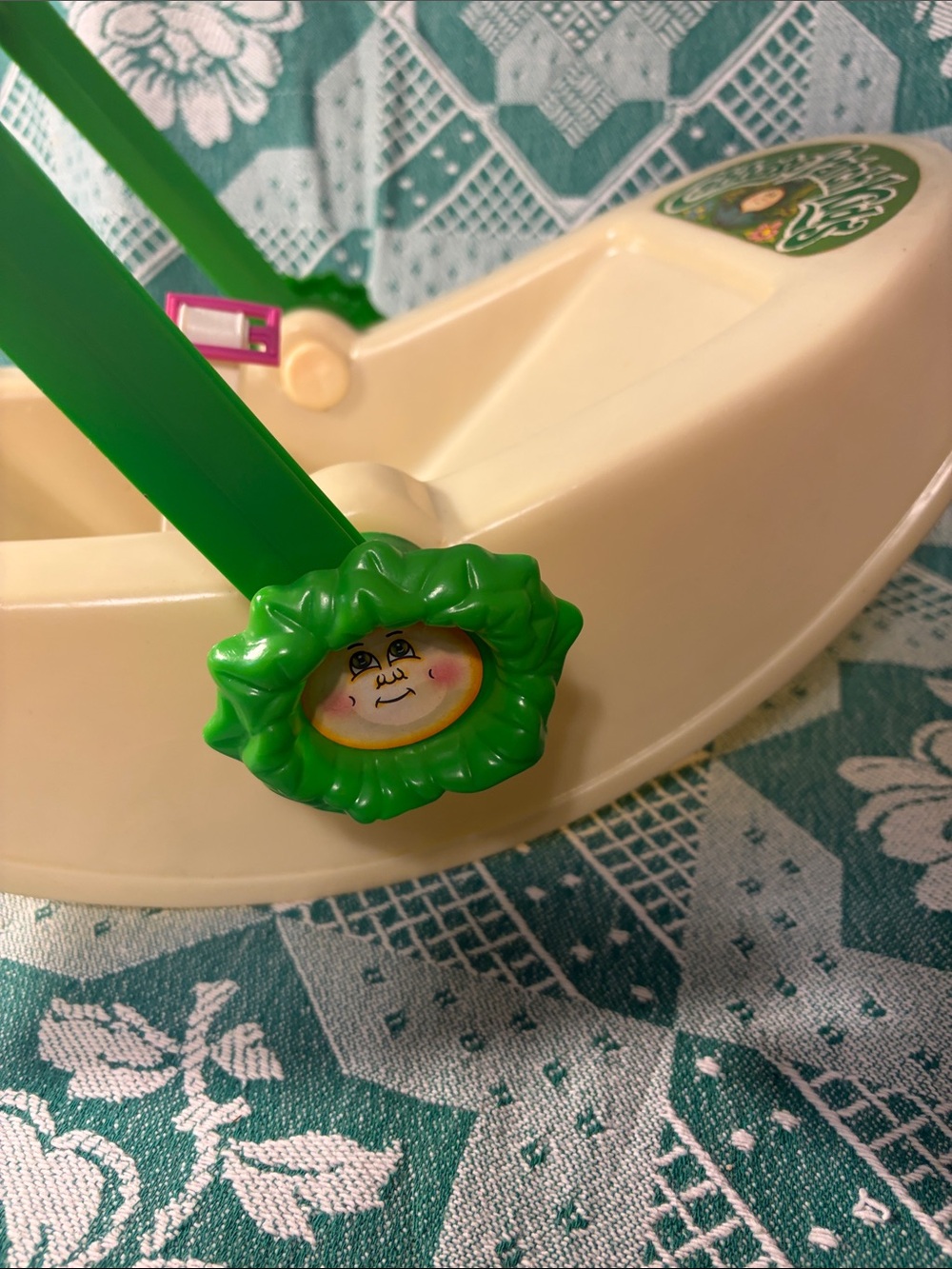1983 Cabbage Patch Kids Removable Infant Car Seat Carrier - Cream & Green - Picture 3 of 5